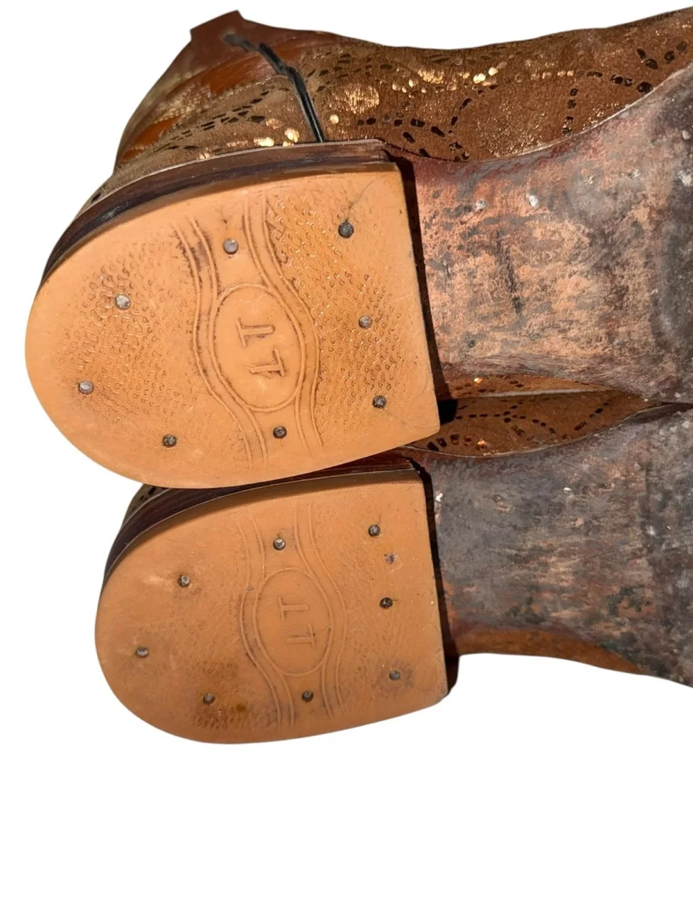 Vtg Laredo Leather Long Pointed Square Snip Toe Embroidered Cross Conquistador